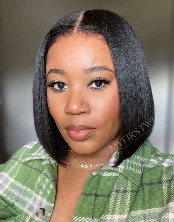 12 Inch Yaki Texture Bob Wig HD Lace Wear & Go Glueless Closure Wig - CLB003