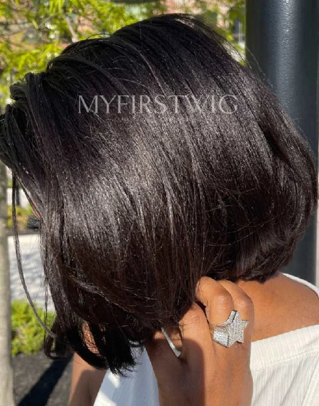 12 Inch Yaki Texture Bob Wig HD Lace Wear & Go Glueless Closure Wig - CLB003