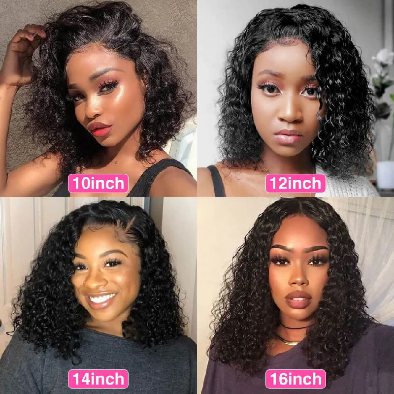 13x4 Invisible HD Lace Front Curly Bob Wig Pre Plucked Natural Hairline Glueless Lace Front Wigs-Geeta Hair