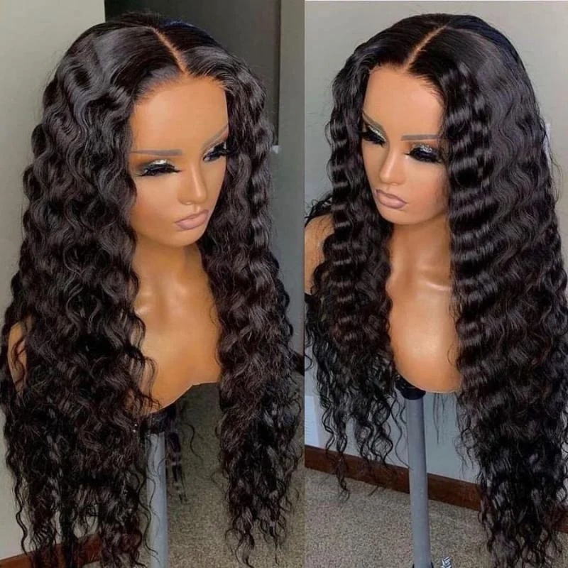 Glueless 4X4 Lace Closure Deep Wave 100% Remy Wig