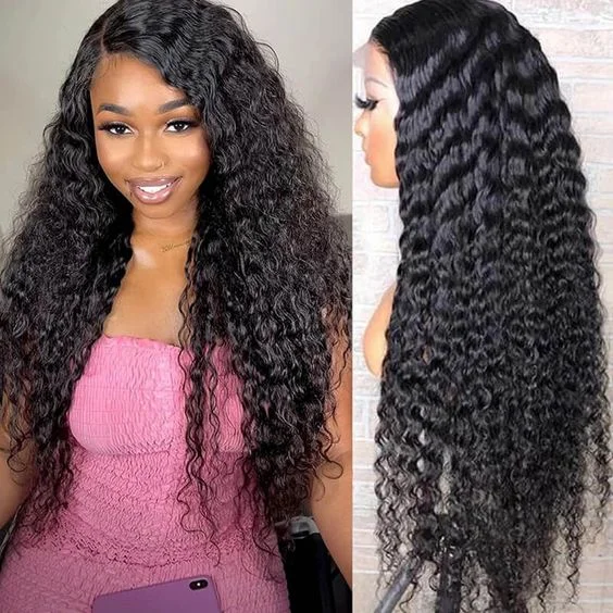 Glueless 4X4 Lace Closure Deep Wave 100% Remy Wig