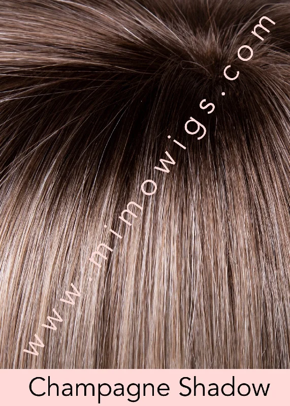 Included / CHAMPAGNE SHADOW ••• Soft dark warm blonde with platinum highlights and chestnut roots