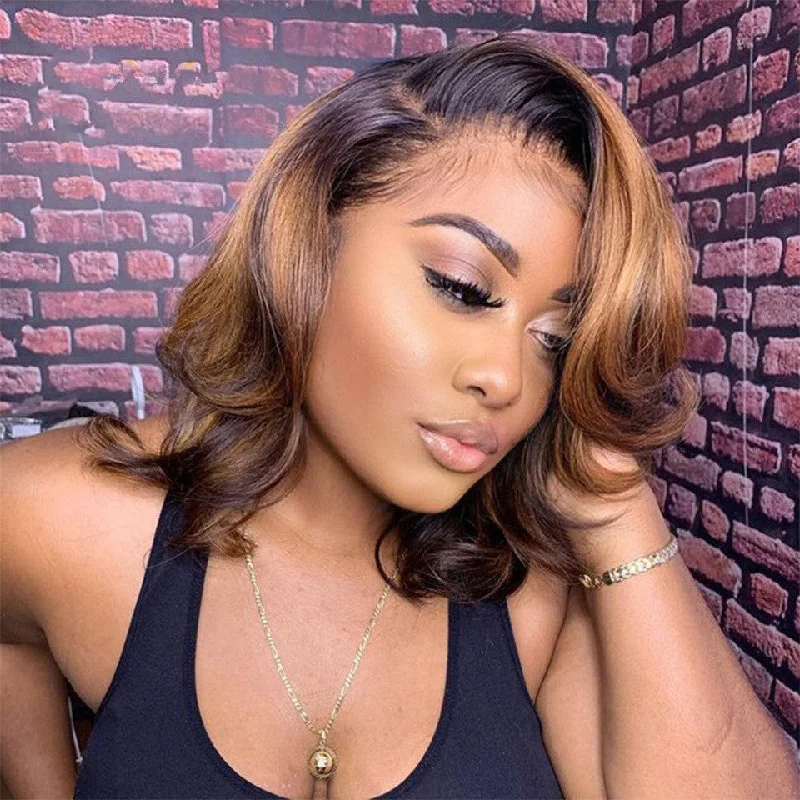 Alyssa | Highlight Blonde Preplucked Virgin Human Hair Wavy Bob Lace Wig