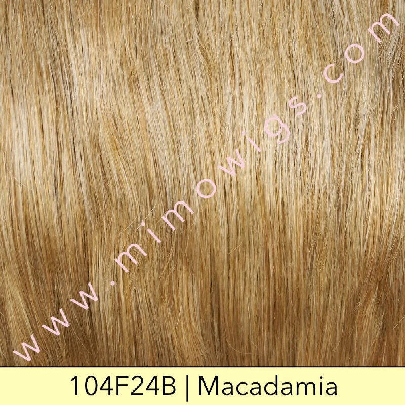 Included / 104F24B • MACADAMIA | Pale Natural White Blonde & Light Natural Gold Blonde Blend with Light Natural Gold Blonde Nape / Average