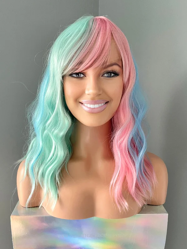 ""Angel"" - Pastel Rainbow Wig with Bangs