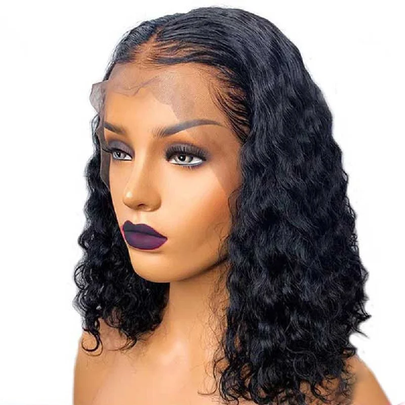 Ashley | Diamond Fake Scalp 13X6 Human Hair Lace Front Bob Wig Water Wave