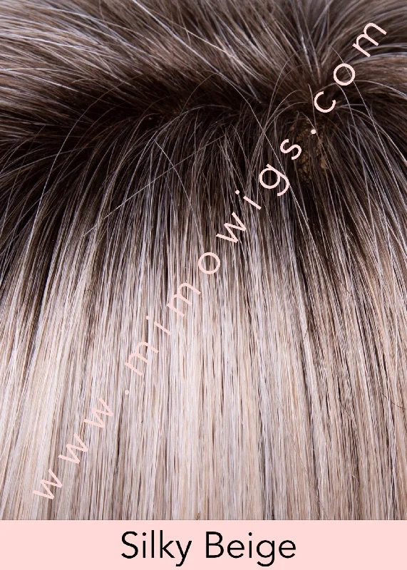 Included / SILKY BEIGE ••• Light platinum blonde with dark brown roots. Neutral light blonde