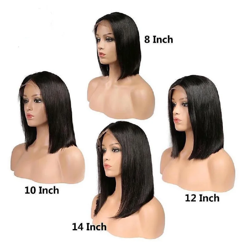 Full Lace Wig BOB Middle Part  Peruvian Human Hair for Black Women