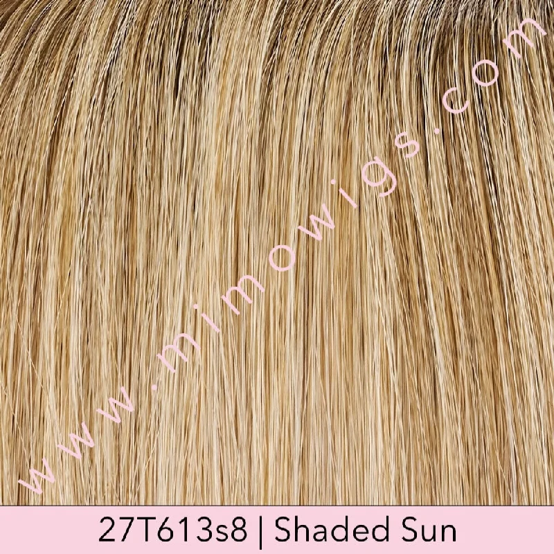 Excluded / 27T613s8 • SHADED SUN | Med Natural Red-Gold Blonde & Pale Natural Gold Blonde Blend and Tipped, Shaded with Med Brown / Petite