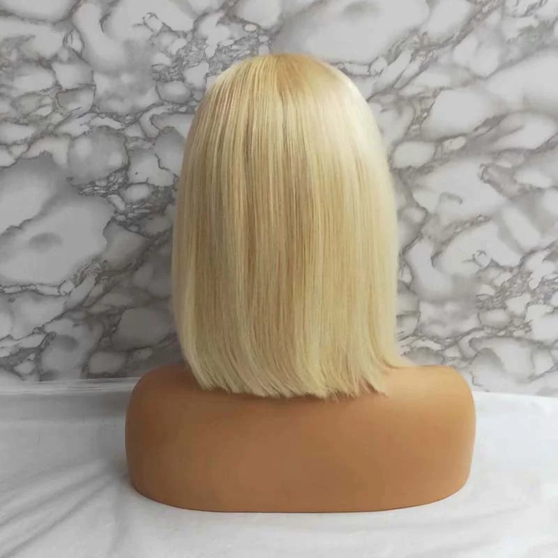 Blonde BOB Lace Wig Human Hair Side Part Short #613 Lace Frontal Wig