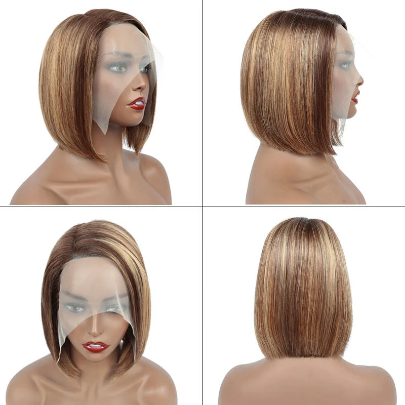 Blonde Highlight Bob Wig Lace Frontal Human Hair for Black Women