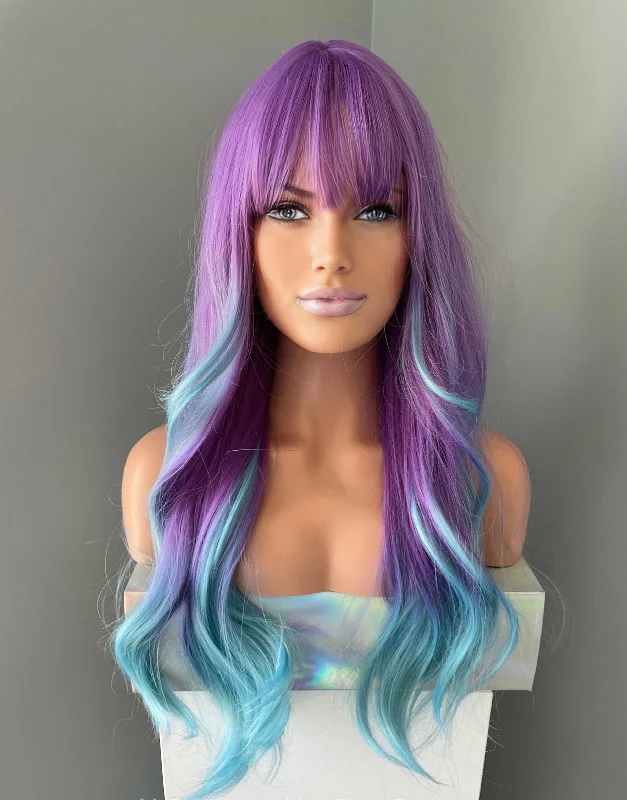 ""Blossom"" - Long Purple Blue Ombre Wig