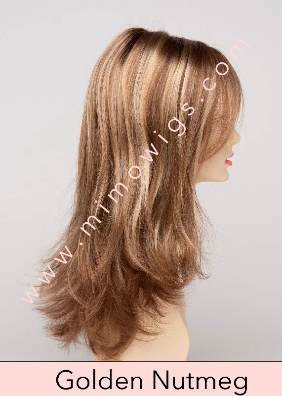 Included / GOLDEN NUTMEG ••• Medium Brown roots with overall Warm Cinnamon base & Golden Blonde highlights / Average