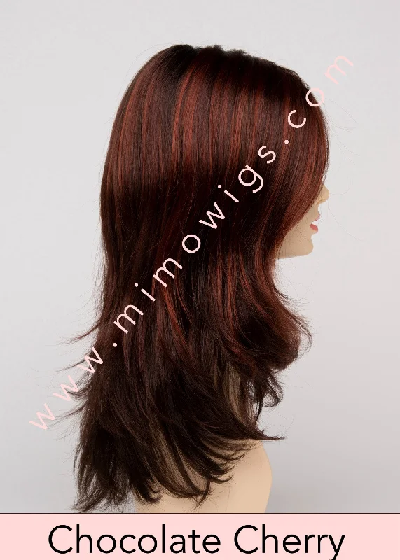 Included / CHOCOLATE CHERRY ••• Dark brown roots with overall medium brown base & red highlights / Average