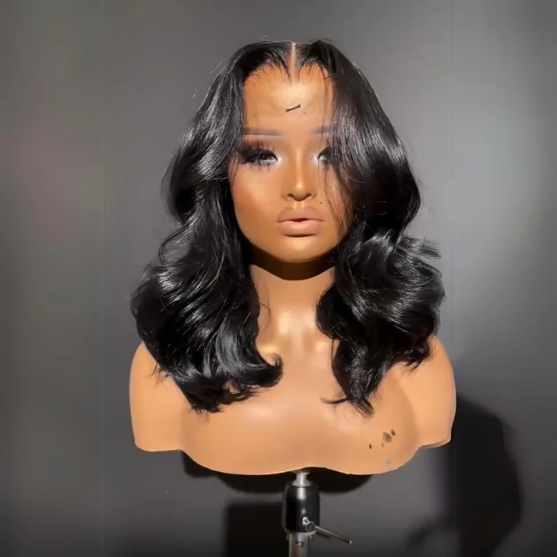 Wear And Go Glueless Human Hair Bob Wig Brazilian Body Ocean Wave 13x4 Lace Front Pre Plucked Human Wigs