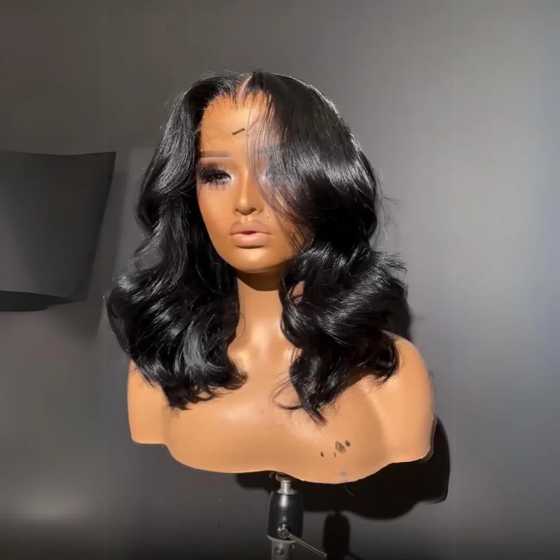 Wear And Go Glueless Human Hair Bob Wig Brazilian Body Ocean Wave 13x4 Lace Front Pre Plucked Human Wigs