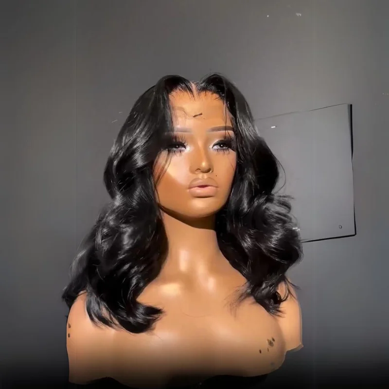 Wear And Go Glueless Human Hair Bob Wig Brazilian Body Ocean Wave 13x4 Lace Front Pre Plucked Human Wigs