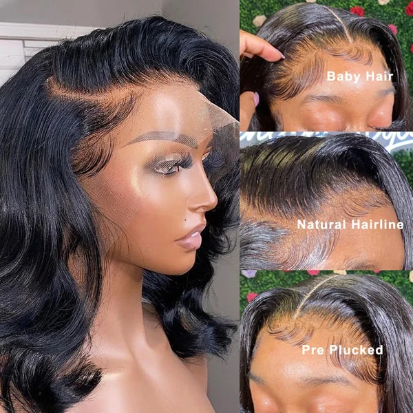 Body Wave Bob Wig 13x4 HD Lace Front Wig Short Human Hair Wigs Loose Body Wave Lace Frontal Bob Wigs For Women