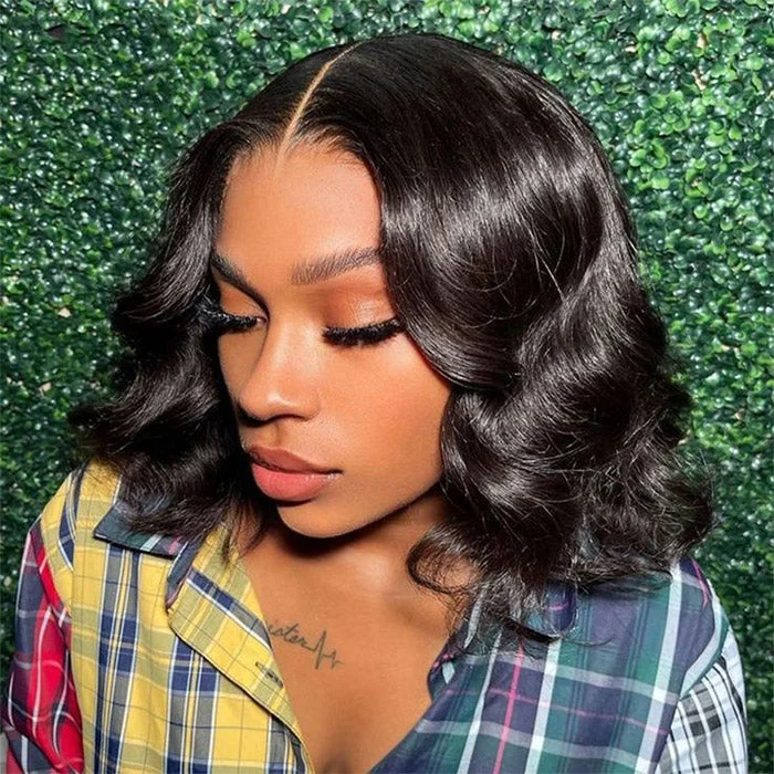 Body Wave Ready To Wear Glueless Lace Closure Wig Pre-plucked 5x5 HD Lace Wigs With Bleached Knots Pre-cut Short Bob Wigs