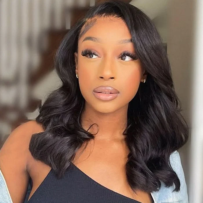 Body Wave Ready To Wear Glueless Lace Closure Wig Pre-plucked 5x5 HD Lace Wigs With Bleached Knots Pre-cut Short Bob Wigs