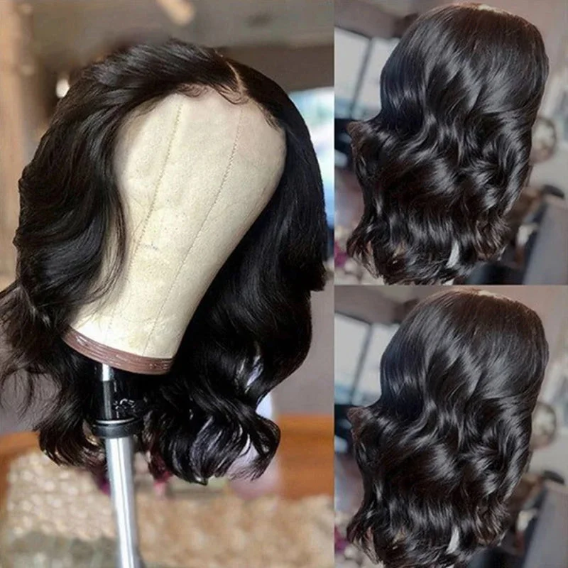 Body Wave Ready To Wear Glueless Lace Closure Wig Pre-plucked 5x5 HD Lace Wigs With Bleached Knots Pre-cut Short Bob Wigs