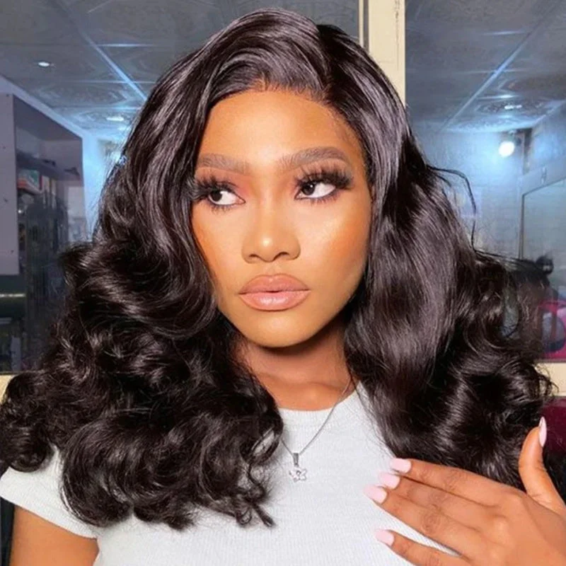 Body Wave Ready To Wear Glueless Lace Closure Wig Pre-plucked 5x5 HD Lace Wigs With Bleached Knots Pre-cut Short Bob Wigs