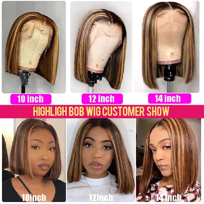 Bone Straight Human Hair Wig Bob Wig Lace Front Human Hair Wigs 4X4 Closure Wig