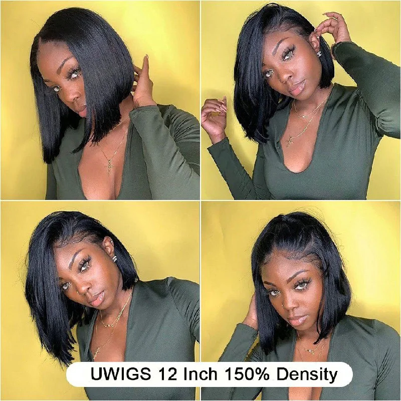 Bone Straight Human Hair Wig Bob Wig Lace Front Human Hair Wigs 4X4 Closure Wig