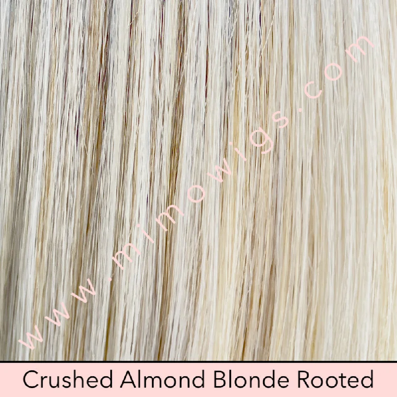 Included / CRUSHED ALMOND BLONDE ROOTED • 14/17/101+18 |  Creamy cool blend of Lt to Med sandy blonde w/ chunky highlights of light ash blonde & platinum • overall soft neutral Lt blonde w/ Lt & Med blended root / Average