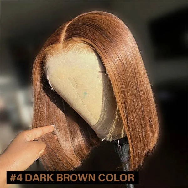 Bob Wigs Color Human Hair Wigs 13x4 Lace Front Wigs Preplucked with Baby Hair