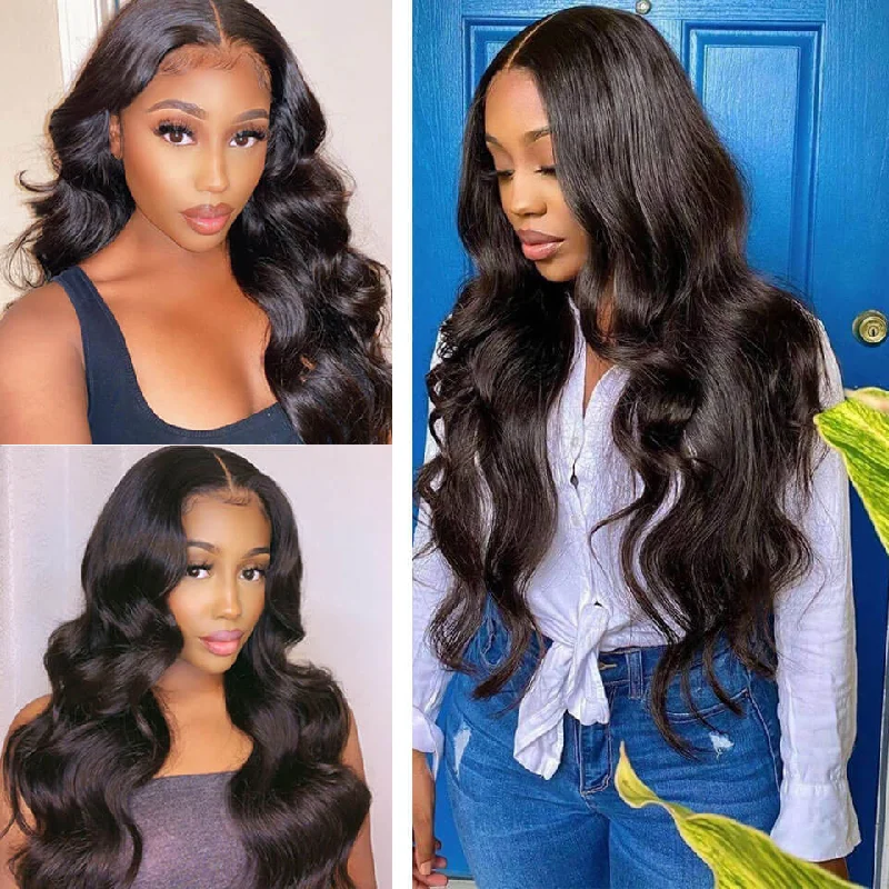 Bogo Sale: $169= 18"" Body Wave 4x4 Lace Wig + Pixie Cut Color Bob Wig