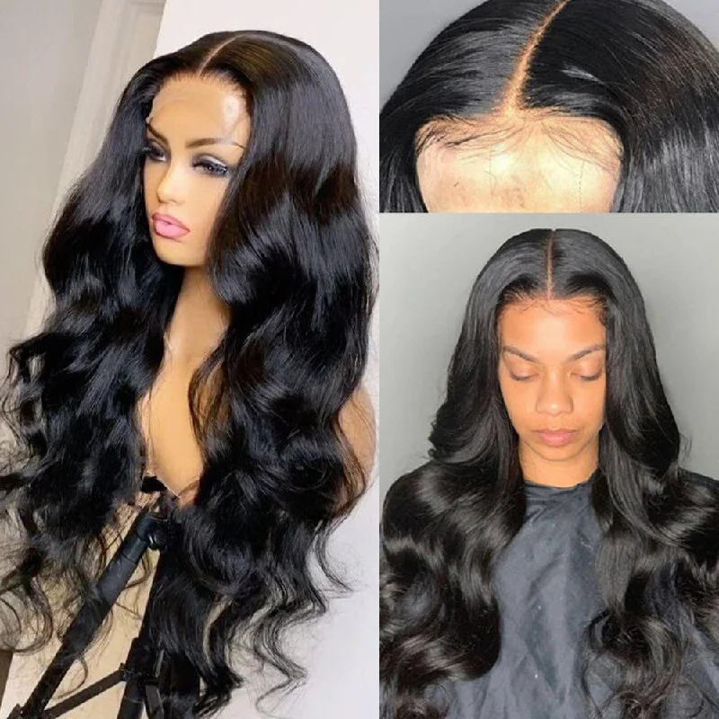 Bogo Sale: $169= 18"" Body Wave 4x4 Lace Wig + Pixie Cut Color Bob Wig