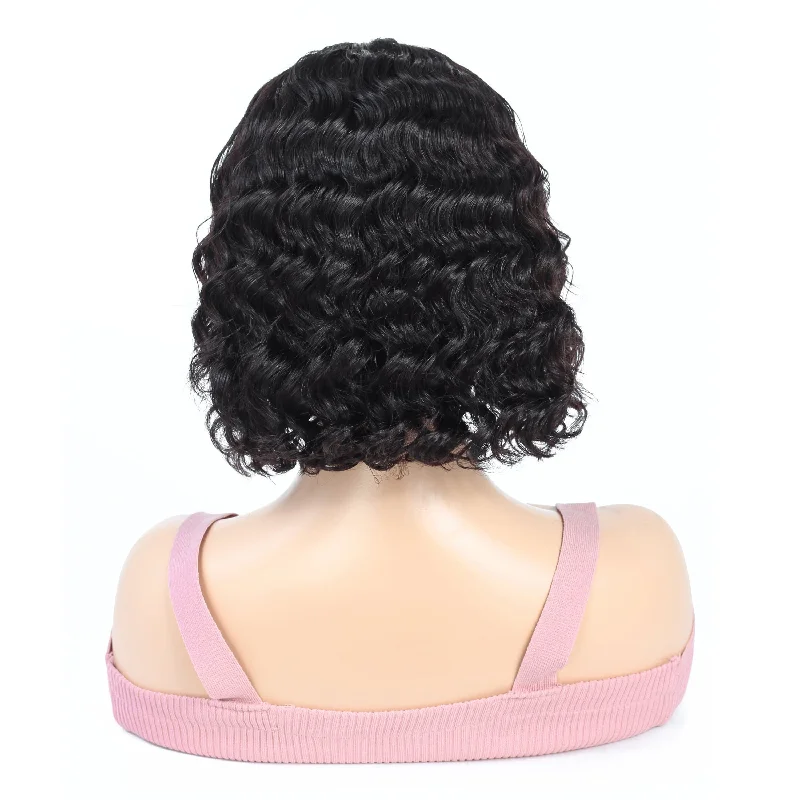 Cranberry Deep Wave Lace Front Bob Wigs Short Maylaysian Human Hair Wigs For Black Women