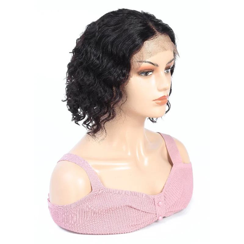 Cranberry Deep Wave Lace Front Bob Wigs Short Maylaysian Human Hair Wigs For Black Women