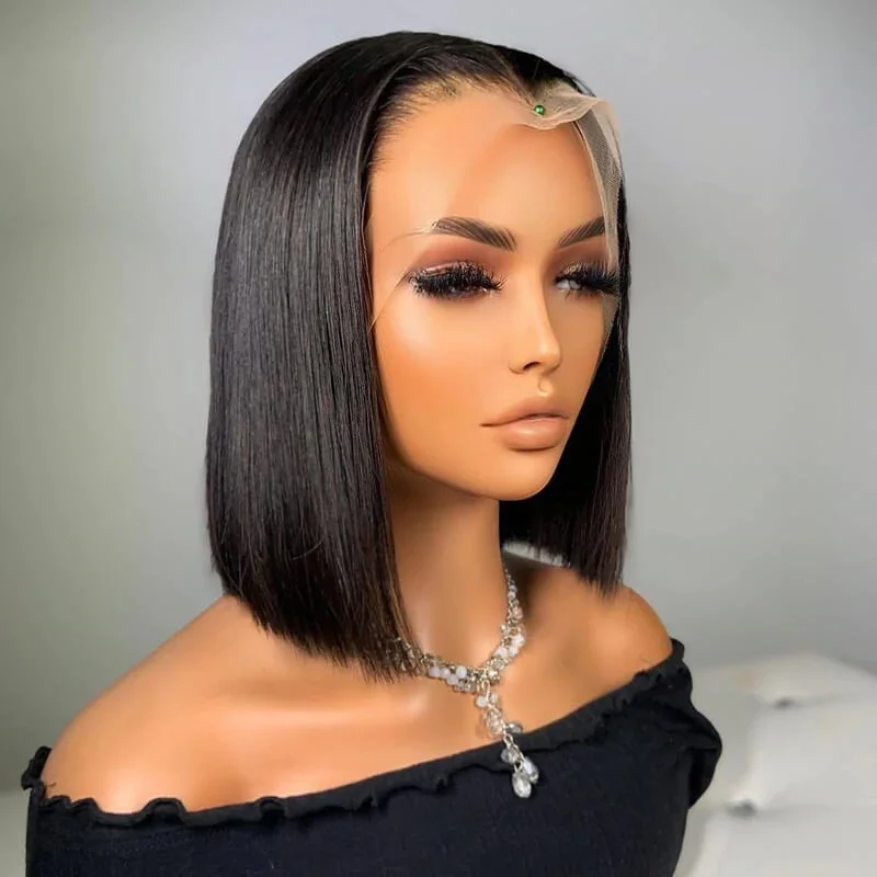 Cranberry Gorgeous Short Bob Silky Straight Transparent Lace Frontal Crown Series Wigs