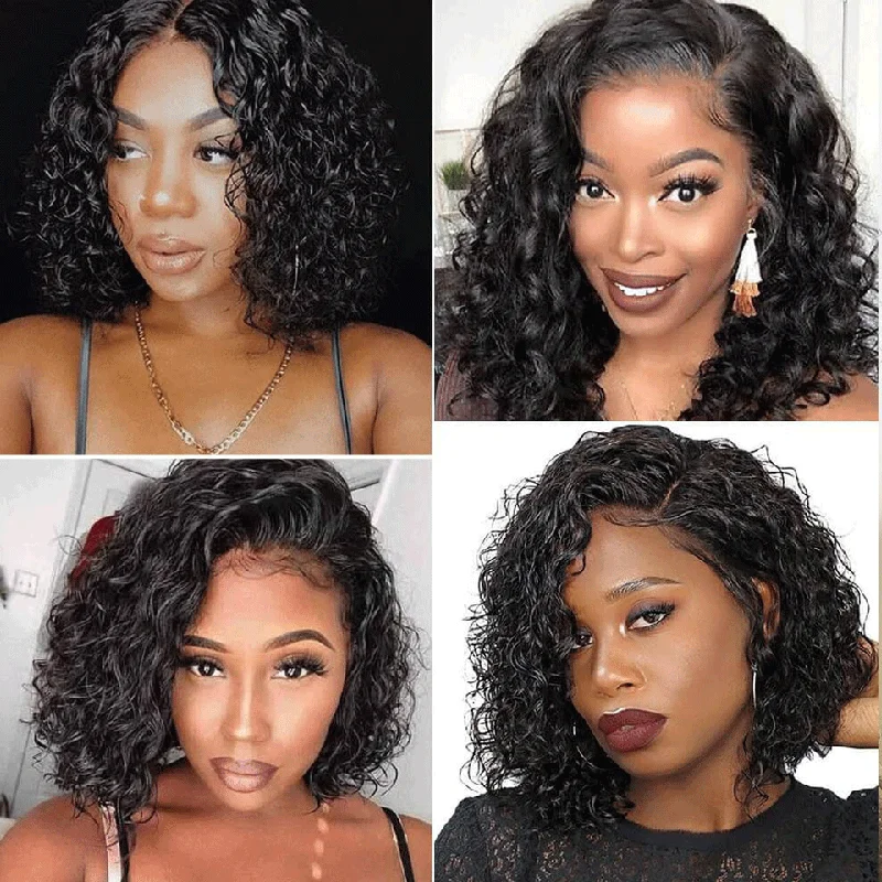 Cranberry Water Wave Lace Closure Bob Wigs Short Malaysian Human Hair Wigs For Black Women