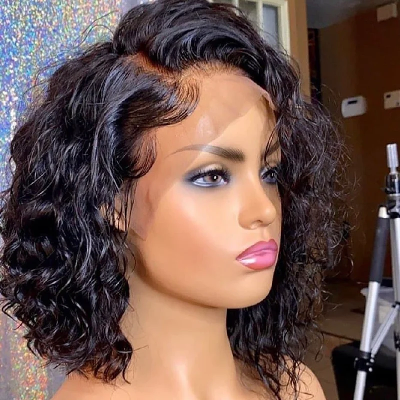 Curly Bob Wigs 13x4 Lace Frontal Wig Glueless Wig