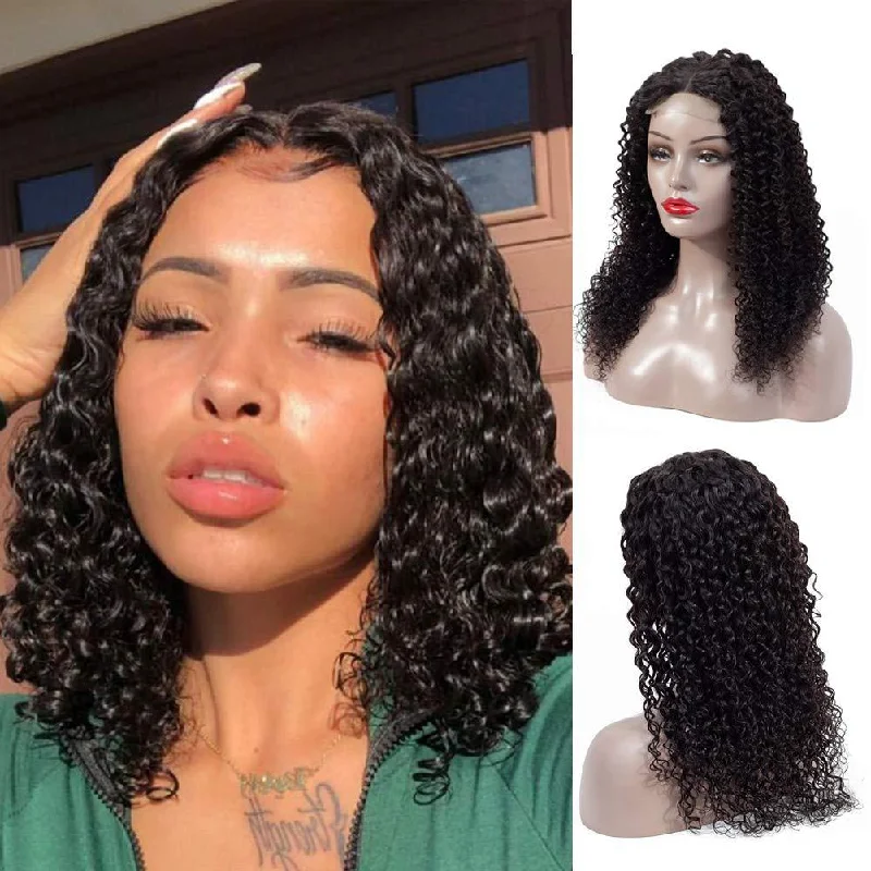 Cranberry Curly Lace Closure Bob Wigs Short Malaysian Human Hair Wigs For Black Women