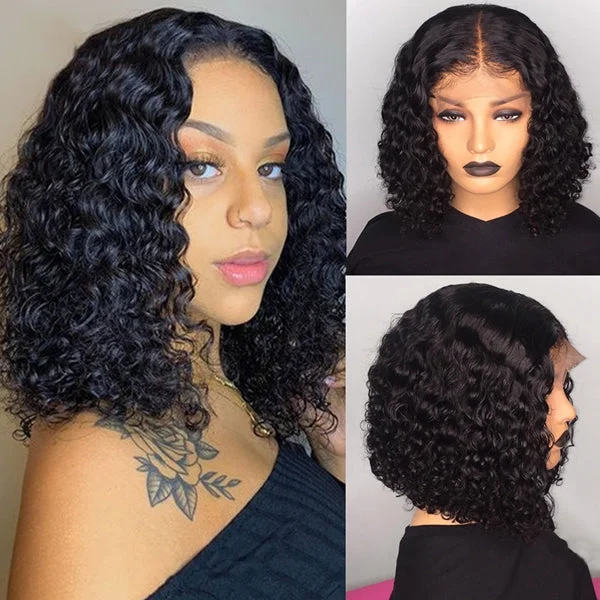 Deep Wave Wigs Short Cut Bob Lace Front Wigs Lace Front Human Hair Wigs