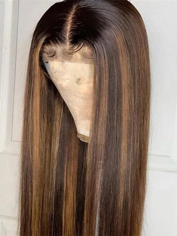 Ombre Highlight 100% Human Hair13x4  HD Lace Frontal Wig DB02