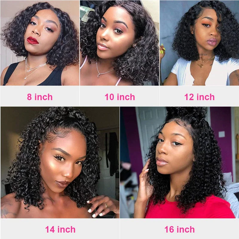 Brazilian Human Hair Curly Short Bob 13*4 HD Lace Front Wig Pre Plucked D007