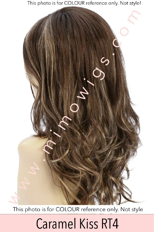 Included / CARAMEL KISS RT4 ••• Golden Brown with Copper Blonde Highlights & Dark Brown Roots / Average