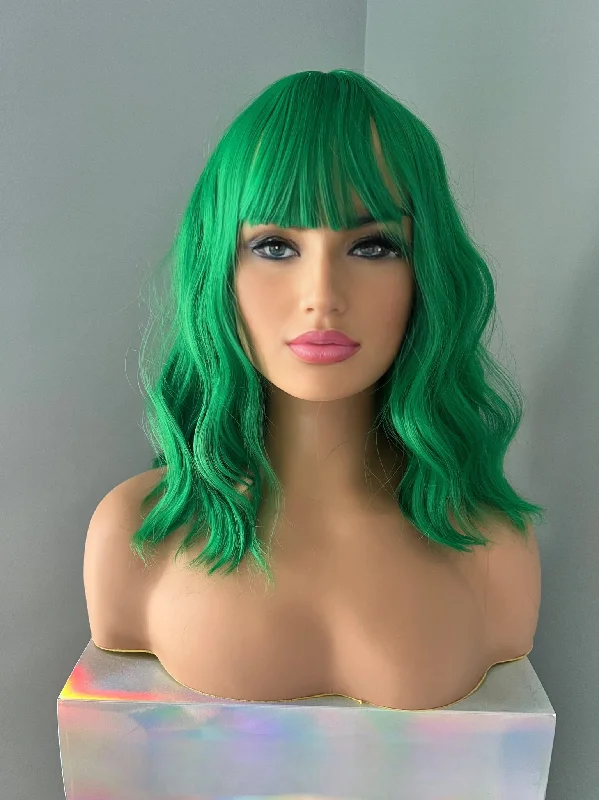 ""Fern"" -  Short Green Wig with Bangs