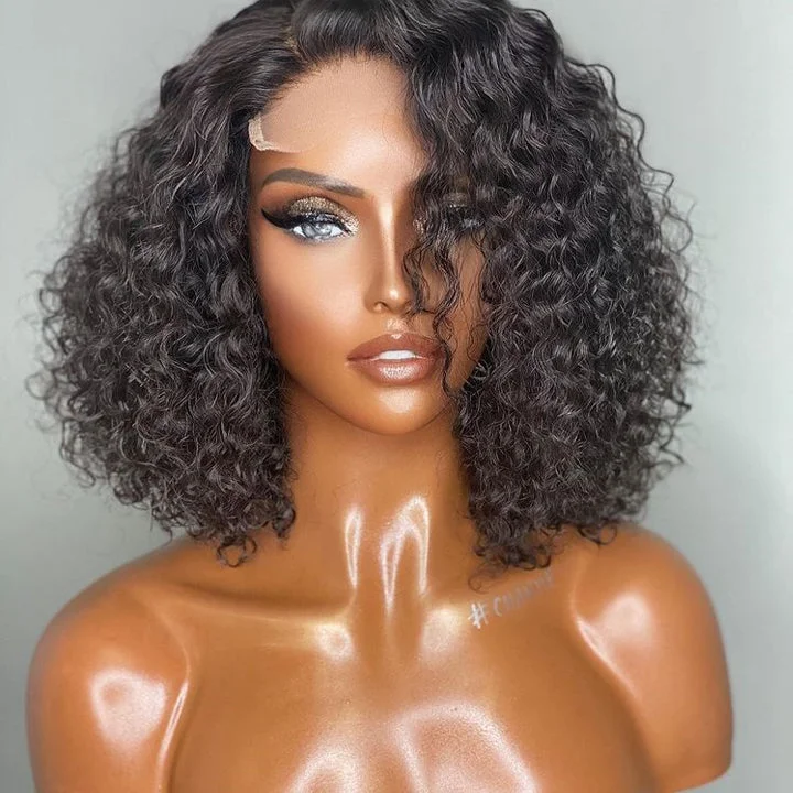 Geetahair Upgrade HD Lace Brazlian Curly Short Bob Wig Pre Plucked Natural Hairline Glueless Human Hair Bob Wigs