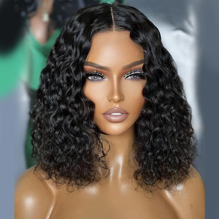 Geetahair Upgrade HD Lace Deep Curly Bob Wig Black Color Undetectable Clear Lace Human Hair Bob Wigs