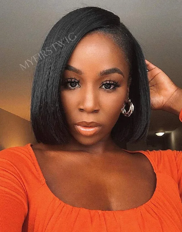 Yaki Side Part Bob Wig HD Lace Wear & Go Glueless Closure Wig - CLB006