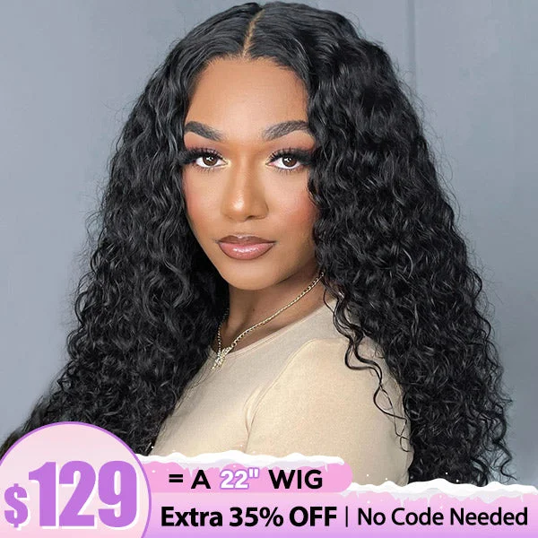 Clearance Sale | Pre Cut Lace Water Wave Wear Go Glueless Wigs 4x4 Lace Closure Wigs Wet And Wavy PrePlucked 180% Density