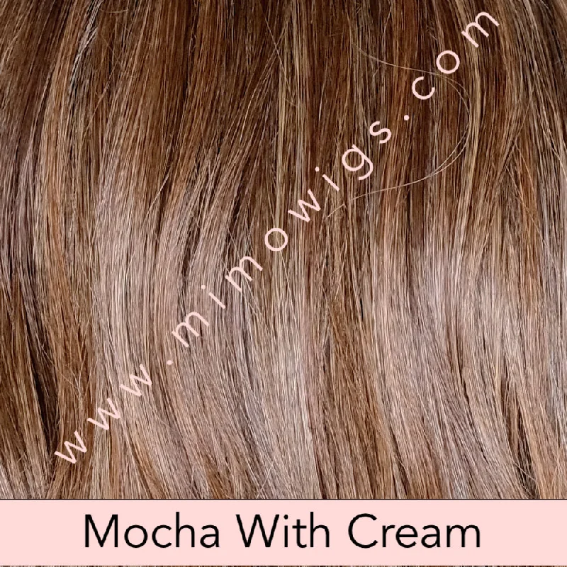 Included / MOCHA WITH CREAM • 613/30/6R2 |  A blend of Dk chocolate & cinnamon w/ Lt brown & fine cool blonde & Lt blonde highlights w/ darkest brown root / Average