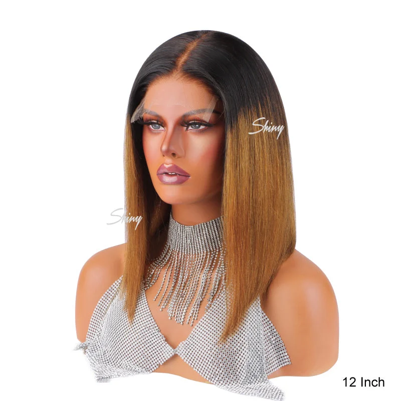 Heather | Glueless HD Lace Ombre Color Straight Bob Wig Pre-plucked And Bleached