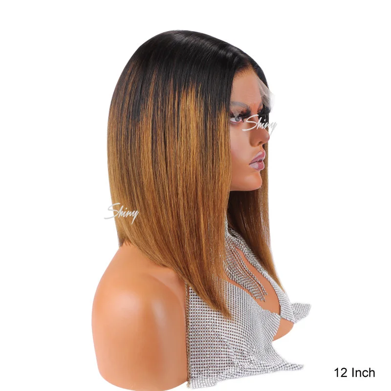 Heather | Glueless HD Lace Ombre Color Straight Bob Wig Pre-plucked And Bleached